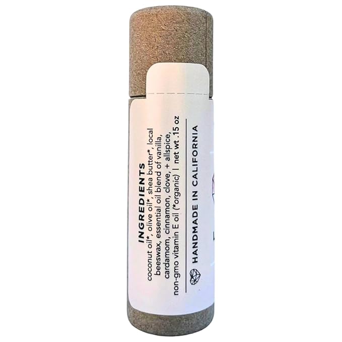 Plastic Free Lip Love | Jumbo Organic Lip Balm | Organic Beeswax and Plant Based | Zero Waste Natural Lip Balm (Vanilla Chai)