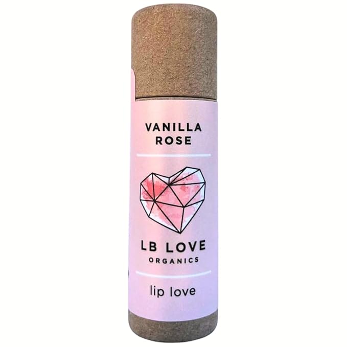 Plastic Free Lip Love | Jumbo Organic Lip Balm | Organic Beeswax and Plant Based | Zero Waste Natural Lip Balm (Vanilla Rose)