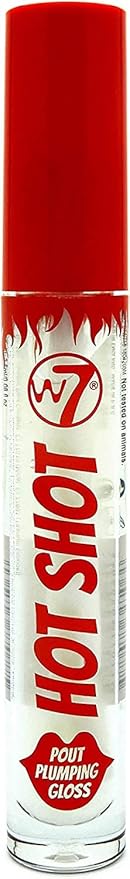 W7 Hot Shot Plumping Gloss Bundle - Enhancing Plump Effect For Fuller Lips - Clear, Natural, High Shine Finish - 2 Pack
