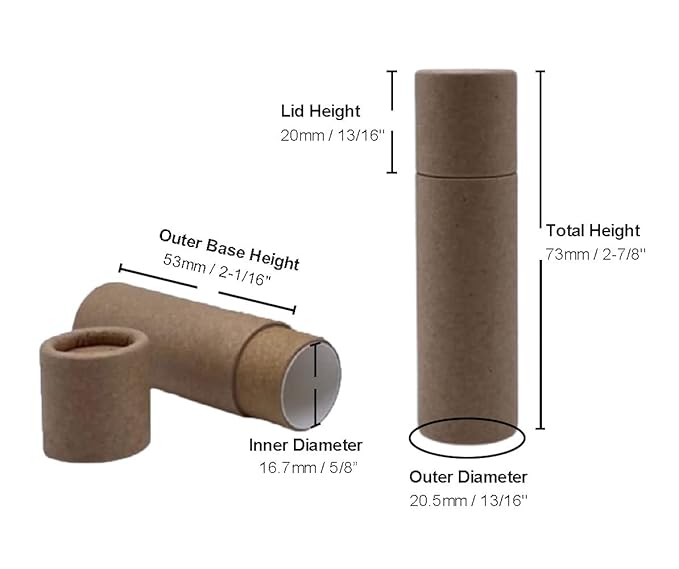 GreenWay 0.3oz / 8.5g Kraft Paperboard Lip Balm Tubes with Lids - 25 Pack Lip Gloss Tubes Refillable DIY Cosmetic Containers - Lip Balm Containers Chapstick Tubes Empty Holder Tubes - Black