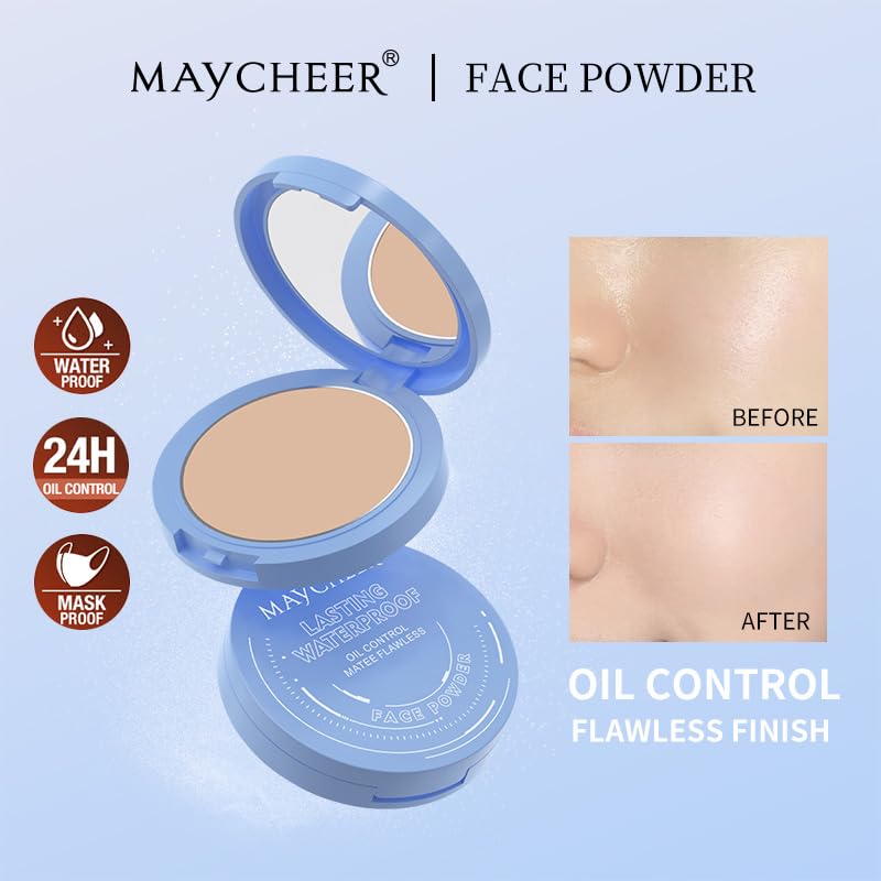 Oil Control Face Pressed Powder, Matte and Smooth Translucent Setting Powder for Women, Waterproof Long Lasting Finishing Powder, Lightweight Cosmetic Powder, Cruelty-free (01# Lvory White, 0.35Oz)