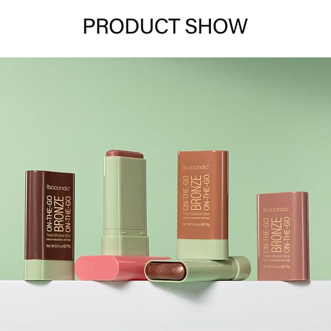 Unyoke Soft Creamy Highlighter Blush Stick,Smooth Shimmer Bronzer Stick,Long Lasting Waterproof Blush Illuminator Luminizer,Blendable Natural Glow Makeup Cream Blush Highlight 0.6 Oz（01# Warm Glow）