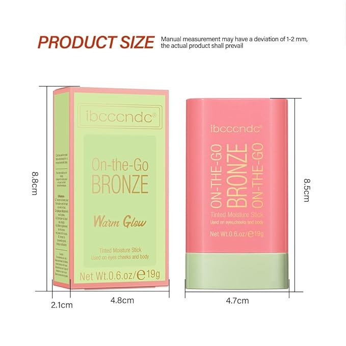 UNYOKE Soft Creamy Highlighter Blush Stick,Smooth Shimmer Bronzer Stick,Long Lasting Waterproof Blush Illuminator Luminizer,Blendable Natural Glow Makeup Cream Blush Highlight 0.6 Oz（02# Soft Glow）