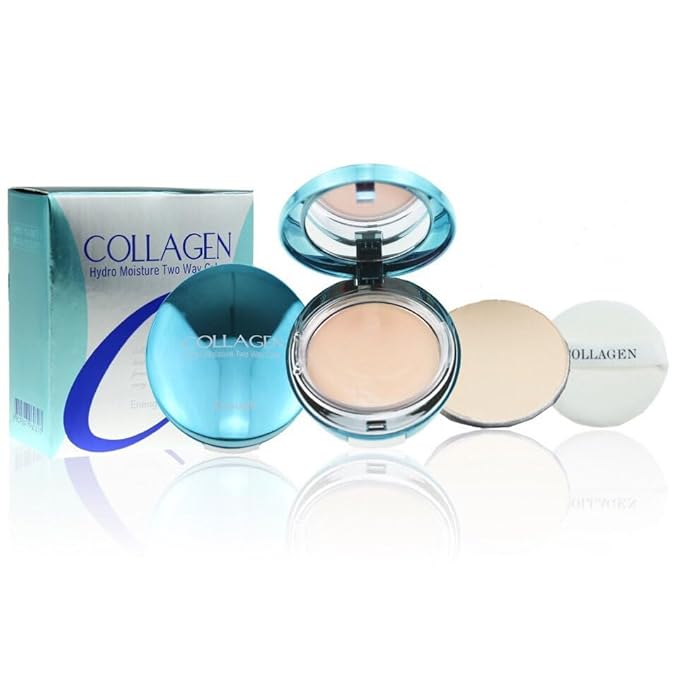 Enough Collagen Hydro Moisture Two Way Cake SPF25 PA++ (including Refill) - Lightweight Hydrating Powder Foundation with Refill - Korean Beauty Essential (23)