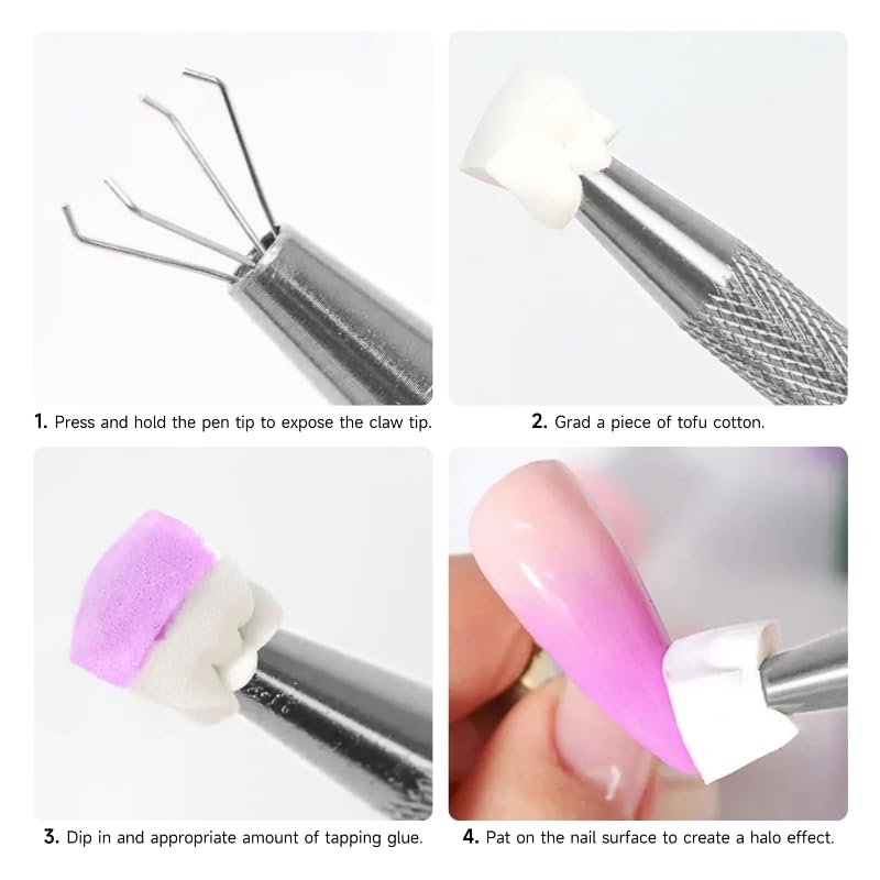 Nail Sponges Set for Ombre Gel,Nail Art Tools Set-100Pcs Nail Sponges With Gold Grabbing Pen Transparent Plastic Storage Box Used to Store Nail Art Tools