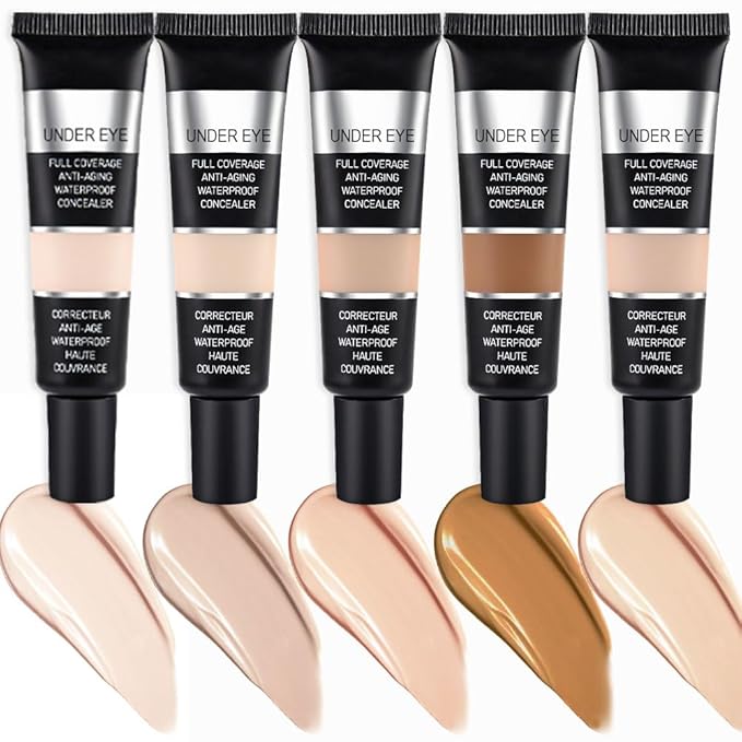 Pro Under Eye Full Coverage Liquid Concealer to Cover Dark Circles, Scars, Redness, Spots, Fine Lines, Corrector Anti-Aging Natural Finish, Moistening Smooth Cream, Waterproof 0.4 fl oz - Beige#
