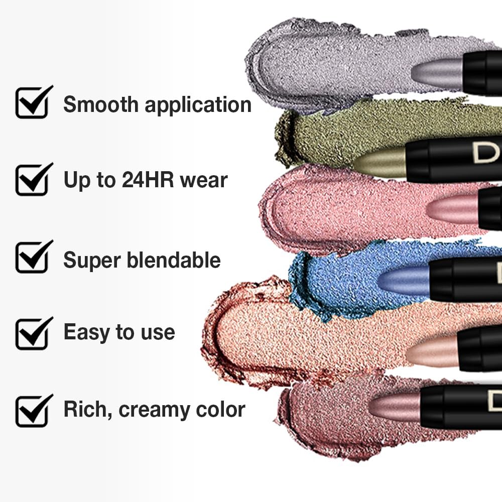 evpct Rose Gold Pearl Cream Eye Shadow Sticks Brightener Pencil for Women, Rose Gold Shimmer Silky Eyeshadow Applicator Stick Pen Waterproof, Blendable Crease-Proof Stick Eyeshadow Pearl Eye Makeup 83