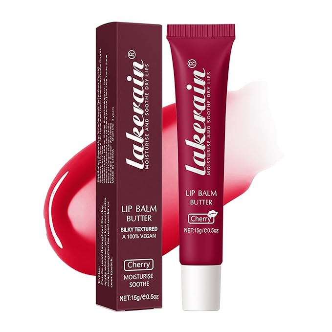 Lip Butter Balm, Day/Night Hydrating Lip Mask, Moisturizing Lip Balm Butter, Ultra-Nourishing Lip Care Moisturizer, Lip Butter Gloss Shine Lip Glow Oil Makeup#5 Cherry