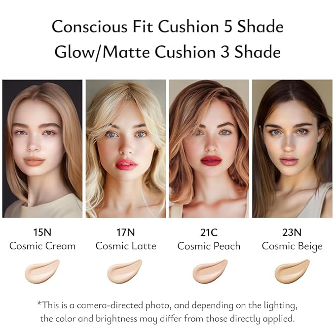 MOONSHOT KOREA Conscious Fit Cushion Foundation Medium Coverage, Long-Lasting & Buildable Foundation For A Smooth, Satin Finish, Vegan & Cruelty-Free,k-beauty (15N Cosmic Cream)