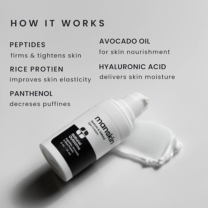 Man Skin Eye Cream for Men - Restore & Defend Anti Aging Eye Cream with Peptides, Avocado Oil and Rice Proteins