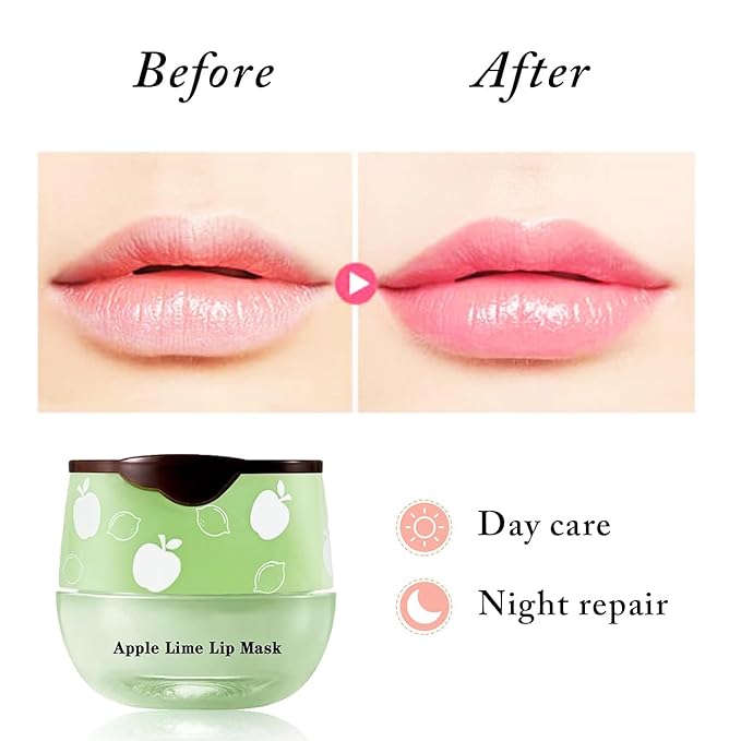 2 PCS Bee Lip Balm Honey Pot, Watermelon & Apple Lime Lip Sleeping Masks Overnight, Hydrating Prevention Dry and Cracked Lip Scrubs Exfoliator Lip Care, Reduces Lip Lines