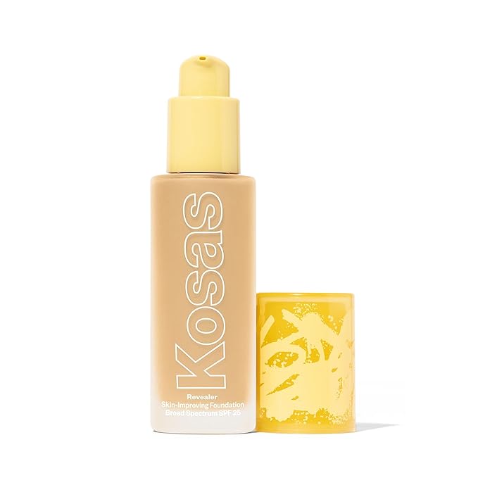 Kosas Revealer Skin-Improving Foundation with SPF 25 Protection -Hydrate, Brighten, Soothe, Plump, Protect Skin - Smoothing Texture, Natural Finish and Clean Formula - Light+ Neutral Warm 170