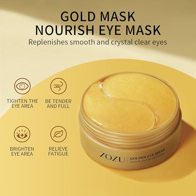 Under Eye Patches - 60PCS Eye Masks for Eye Care, 24K Gold Eye Patches for Puffy Eyes & Dark Circles Treatments, Reduce Under Eye Puffiness & Smooth Wrinkles (Gold)