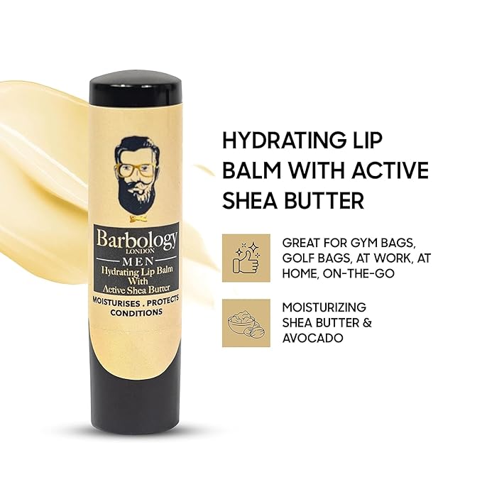 Men's Moisturizing Lip Balm for Chapped Lips with Organic Moroccan Argan Oil, Lightweight Formula Leaves Zero Residue, 0.17oz (Pack of 3)