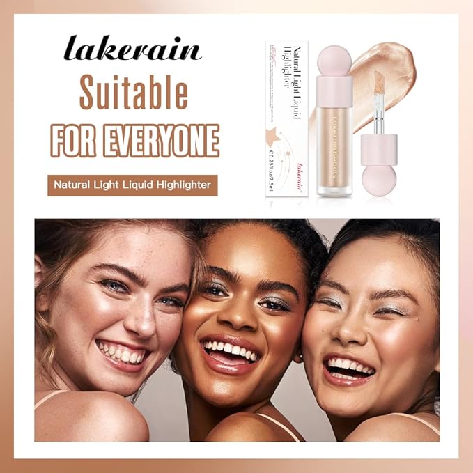 Liquid Highlighter - Luminous Finish Light Liquid Luminizer Makeup Enhanced with Pearl Particles & Botanical Blend, Weightless Dewy Glow for Radiant Skin, Vegan, Cruelty-Free (#03 Rose gold)