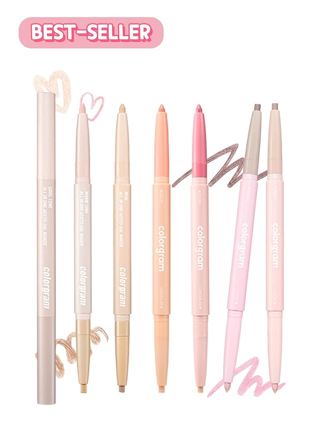 COLORGRAM Under Eye Highlighter Stick - 04 Peach | Silky-Smooth Long-Lasting Highlighter & Contouring Stick for Smudge-Proof, Shining Daily Makeup | K-Beauty Face Highlighters & Luminizers