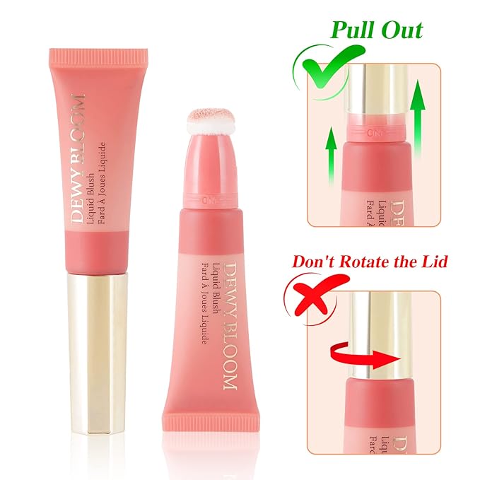 Blush Beauty Wand,Matte Face Blush Contour Wand with Cushion Applicator,Smooth Creamy Dewy Liquid Blush Wand,Blendable Blush Rouge Stick for Cheek,Cruelty-free,103 Rosa,Cool Pink