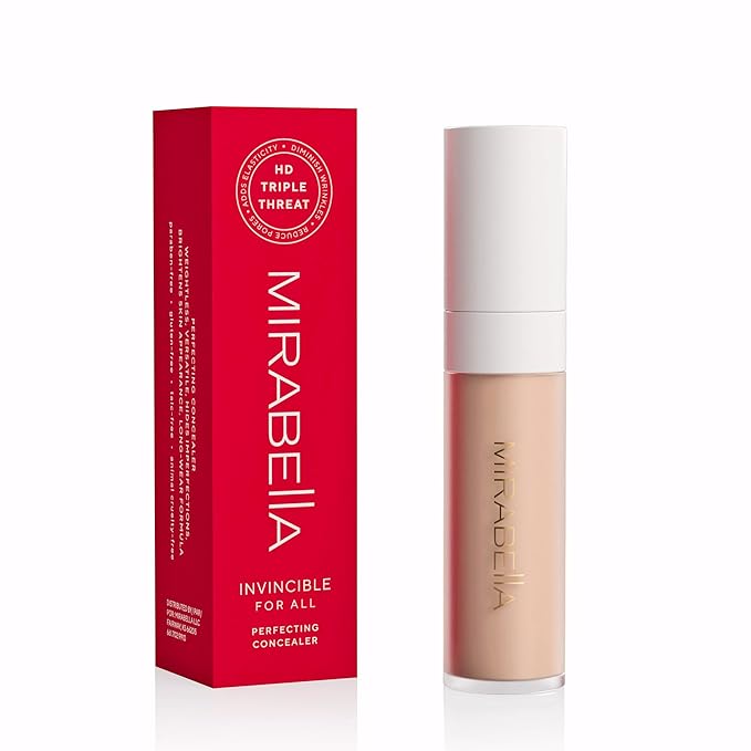 Mirabella Invincible For All Perfecting Under Eye Concealer Full Coverage - Hydrating Makeup Concealer for Dark Circles, Fine Lines & Wrinkles w/Hyaluronic Acid - Deep D220