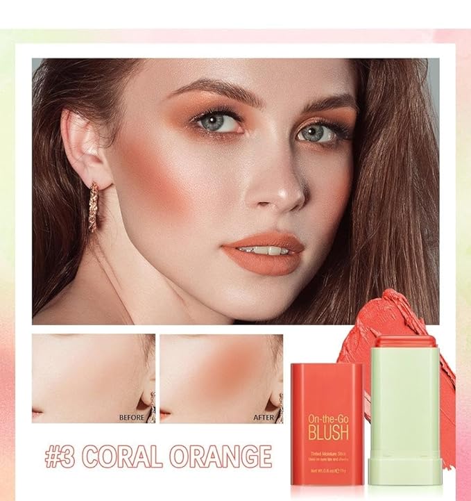 Blush Rare Beauty Liquid Blush Cream Blush Stick For Cheeks Natural Blendable Powder Blusher Stick On The Go Blush Brushes For Makeup Cheeks,Natural Waterproof, Long Lasting (orange)