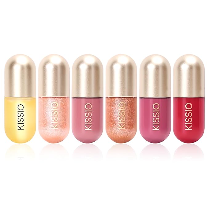 KISSIO Lip Plumper,Color Lip Plumper Gloss,Lip Enhancer,Plant Extracts Plumping Lip Serum,Moisturizing Lip Gloss for Fuller Lips and Hydrated Beauty Lips 5.5ml (04#Liqueur)