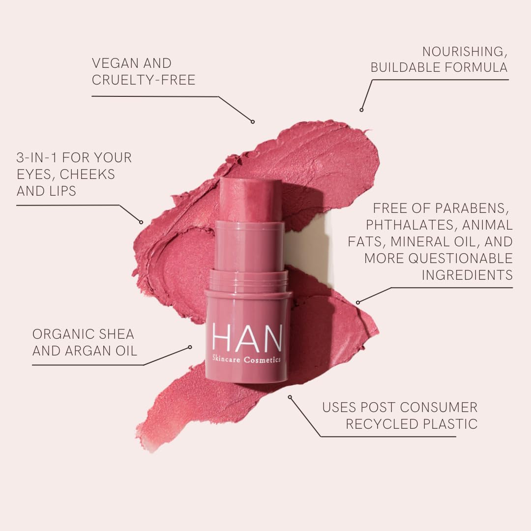 HAN Skincare Cosmetics Vegan, Cruelty-Free, 3-in-1 Multistick for Cheeks, Lips, Eyes, Innocence | Large