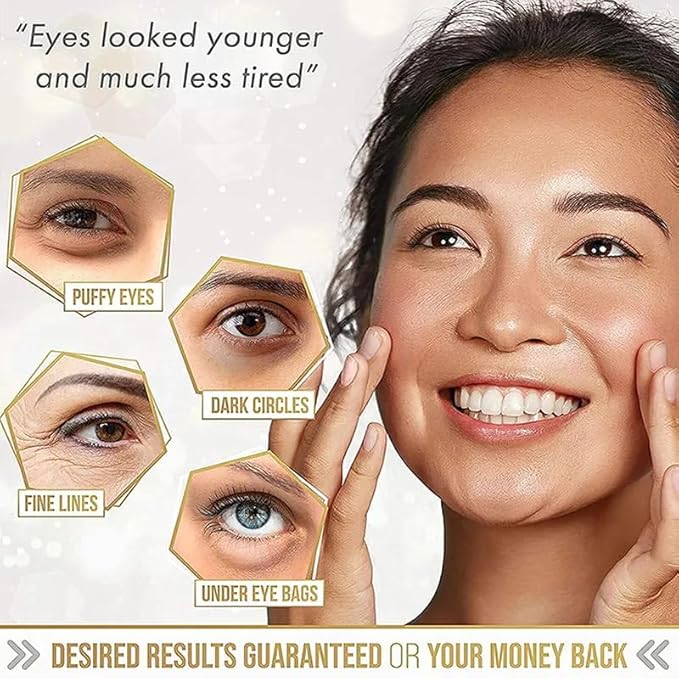 Eye Magic Gold Under Eye Gel Patch (20 Pairs) Herbal Cooling Eye Skincare Treatment for Puffy Eyes, Dark Circles, Fine Lines, Wrinkles USA Tested