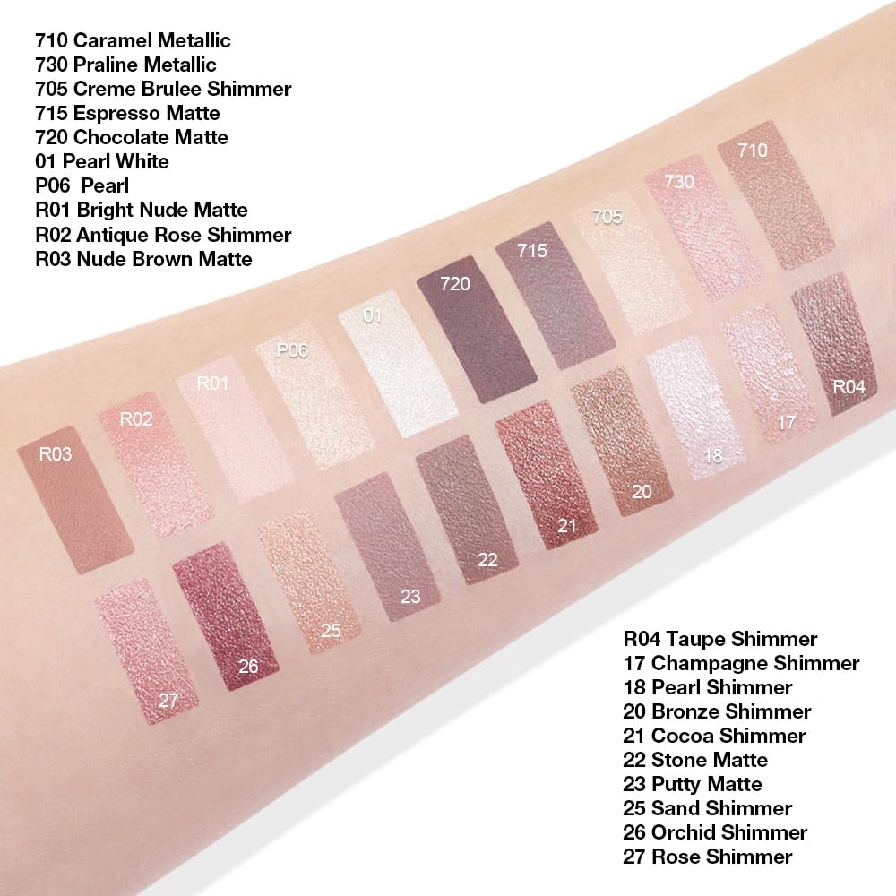 evpct Single Cream Eye Shadow Palette Pot Makeup for older Women, Bronze Shimmer Glitter Metallic Monochrome Cream to Powder Eyeshadow Palette Eye Brightener, High Pigment Waterproof Blendable, 20