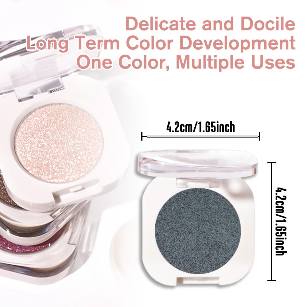 Dark Teal Glitter Eyeshadow Palette for Women, Single Monochrome Eye Shadow Makeup, Shiny Pressed Powder, Blendable Natural sombras para ojos, Holographic,Vegan,Travel -33