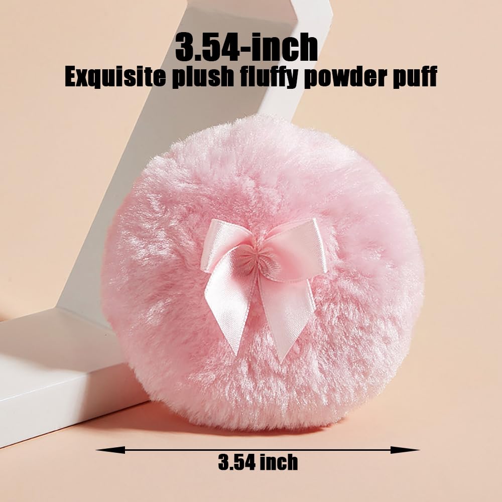 Luxury 4 Inch Glass Loose Powder Container with 2 Soft 3.5" Puffs｜Non-Sealed Refillable Organizer Storage for Body Powder Makeup & Jewelry & Setting Applicator(Crown-Dazzling Color)