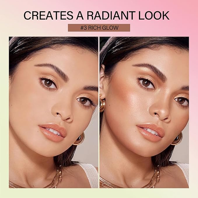 Multi-Use Makeup Blush Stick, Tinted Solid Moisturizer On-the-Go Blush, Multi-use Cream Blush Stick for Cheek & Eyes & Lips, Waterproof Natural Nude Makeup for All Skin (3# Rich Glow)