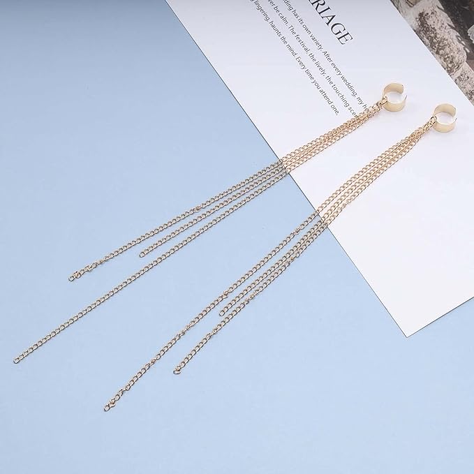 Boho Chain Tassel Earrings Gold Long Drop Dangle Earrings Dangle Chain Earrings Vintage Long Earrings Punk Earrings Jewelry for Women and Girls