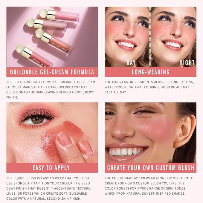 Velvet Liquid Blush, Natural Matte Finish Looking, Dewy Cheek Tint, Soft Cream Face Blush,Moisturizing Lightweight Blendable Feel,Long-Lasting 0.25 oz/7.5ml - 05#