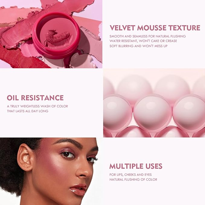 MAEPEOR Cream Blush 9 Color Smooth High-Pigmented Buildable Face Blush Long-Lasting Natural Look Face Blush for Cheeks (Color 03)