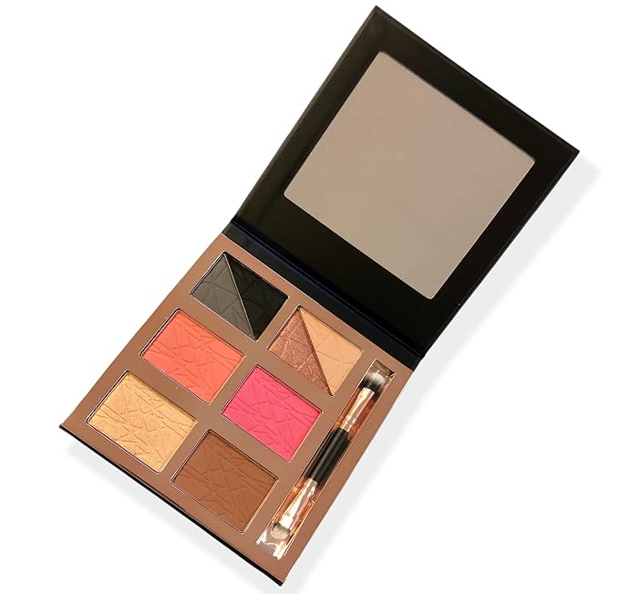 Luxe Light & Loaded Multi-Use Palette | 4-in-1, Eyeshadow, Blush, Contour, Highlight | Mix colors for Custom Blends | Includes Mirror and Dual Brush