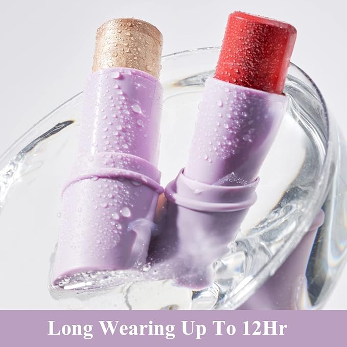 2Pcs Cream Blush Highlighter Makeup Stick Makeup Set for Girls and Women #T Cherry Blush