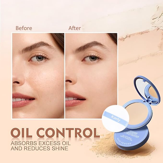 evpct Kaely Oil Control Pressed Face Powder, Get Smooth Flawless Fine Lines and Lightweight Finishing Foundation, Control Shine Long Lasting Waterproof Face Setting Powder Cosmetic, 01 Classic Ivory