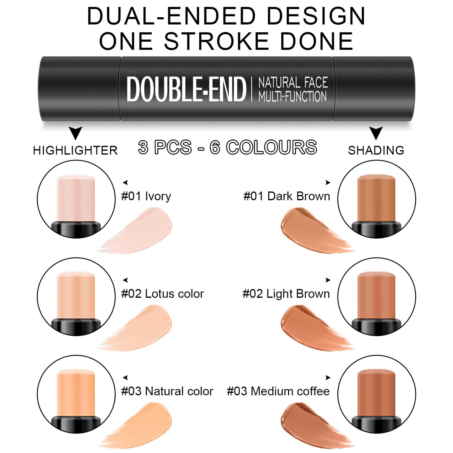 6 Colors Cream Contour Stick Makeup Kit,Shades with Highlighter and Blush Bronzer Contour Stick for Sculpt the Cheeks,Long Lasting,Waterproof,Matte & Dewy Finish for Woman (SET B)