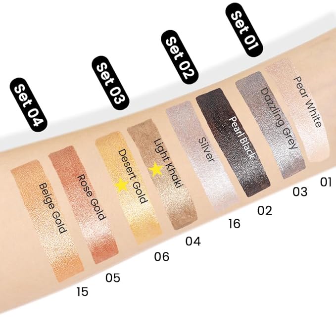 Kaely 2Pcs Cream Eyeshadow Stick Set for Eyes,Light Khaki & Desert Gold Shimmer Pen,Eye Brightener Halloween Makeup,sombras para ojos,Smooth Eye Shadow Highlighter Crayon Pencil Waterproof,04+06