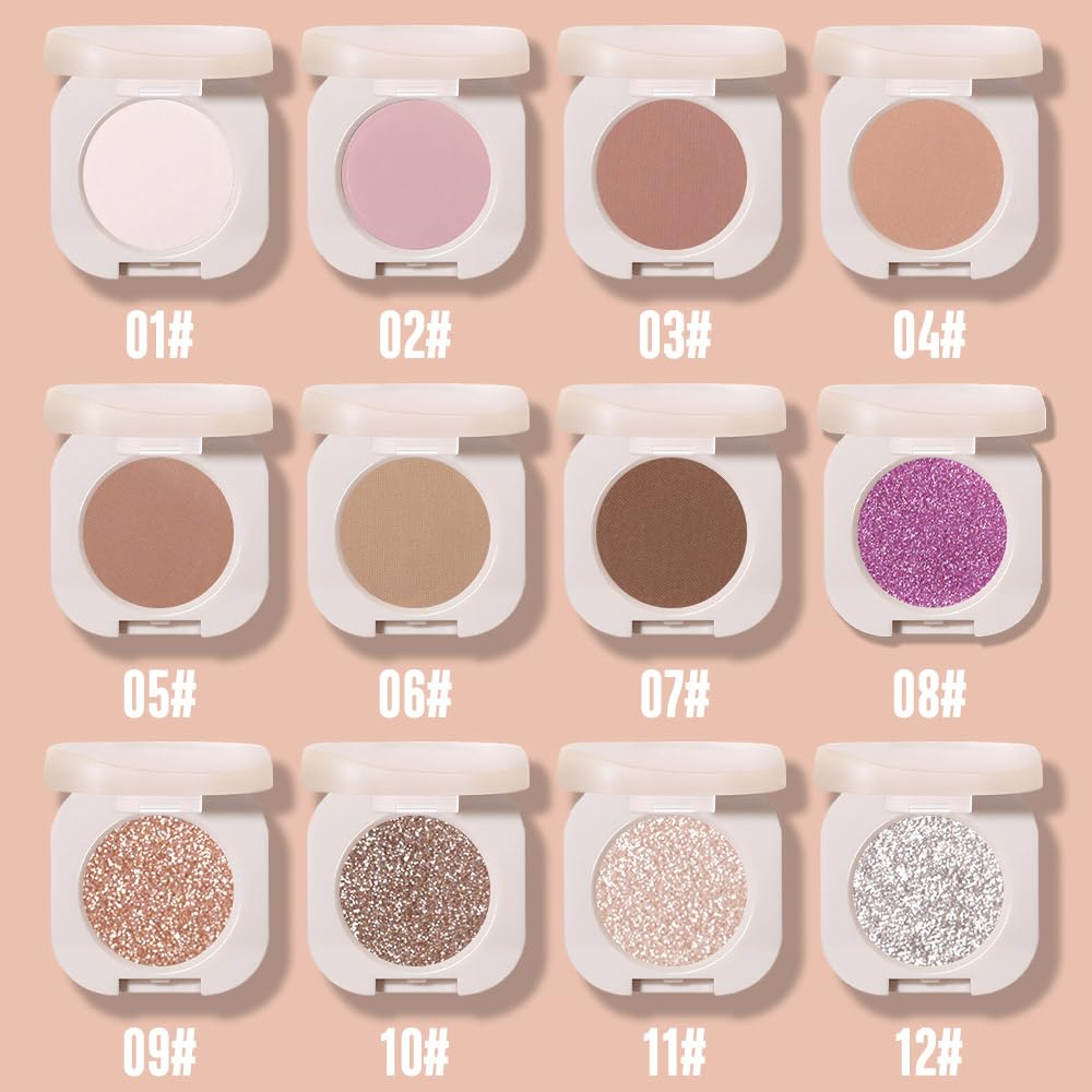 Monochrome Matte Eyeshadow Singles, Pink Eyeshadow Makeup, Neutral Matte Pressed Powder Single Vegan Eye Shadow, Highly Pigmented Natural Eyeshadow Palette Long Lasting Naturing-Looking Pink 02#