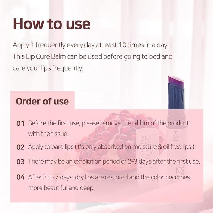 NATURAL SHINE NS BEAUTY Lux Triple Lip CURE Glossy Balm MUSE (Rose Coral) | tar-free, 100% natural ingredients, deep nourishing nighttime lip treatment care for dry and chapped lips (0.17 oz)