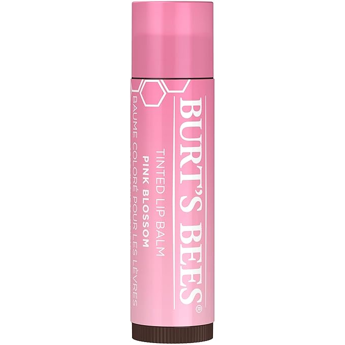 Burt's Bees Lip Tint Balm with Long Lasting 2 in 1 Duo Tinted Balm Formula, Color Infused with Deeply Hydrating Shea Butter for a Natural Looking Buildable Finish, Pink Blossom (2-Pack)