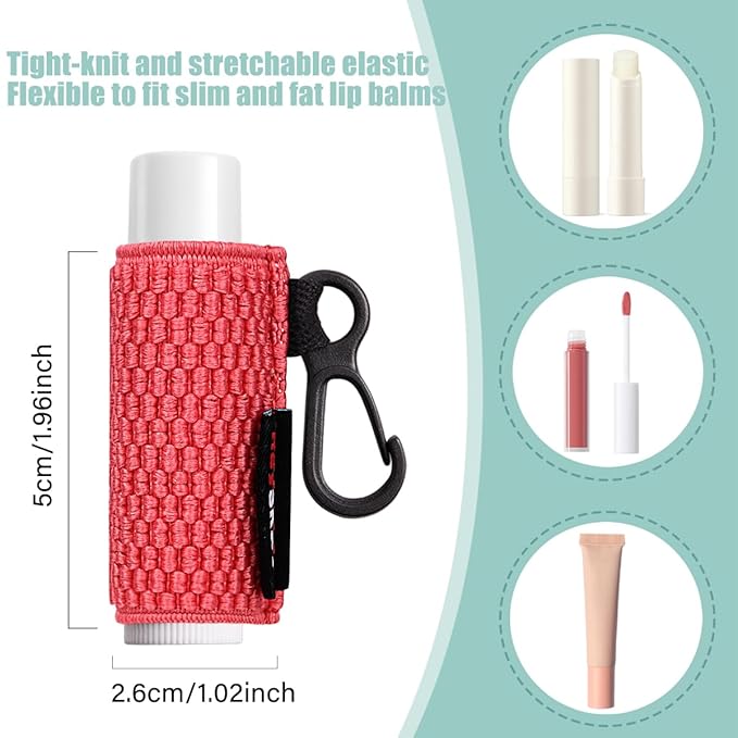 3PCS Lip Balm Holder Sleeves Keychain Lipstick Sleeves Lip Gloss Holder Keychain Chapstick Elastic Sleeves(Black/brown/Green)