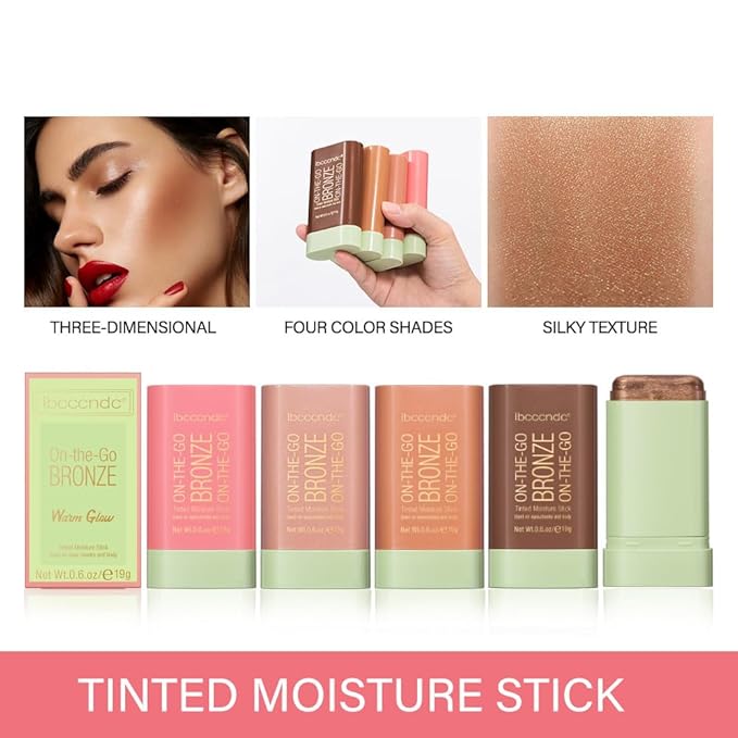 Cream Contour Stick,Bronzer Contouring Stick Facial Cream Highlight Contour Shaping Face Bronzer Makeup Blendable,Long Lasting,01-Warm Glow
