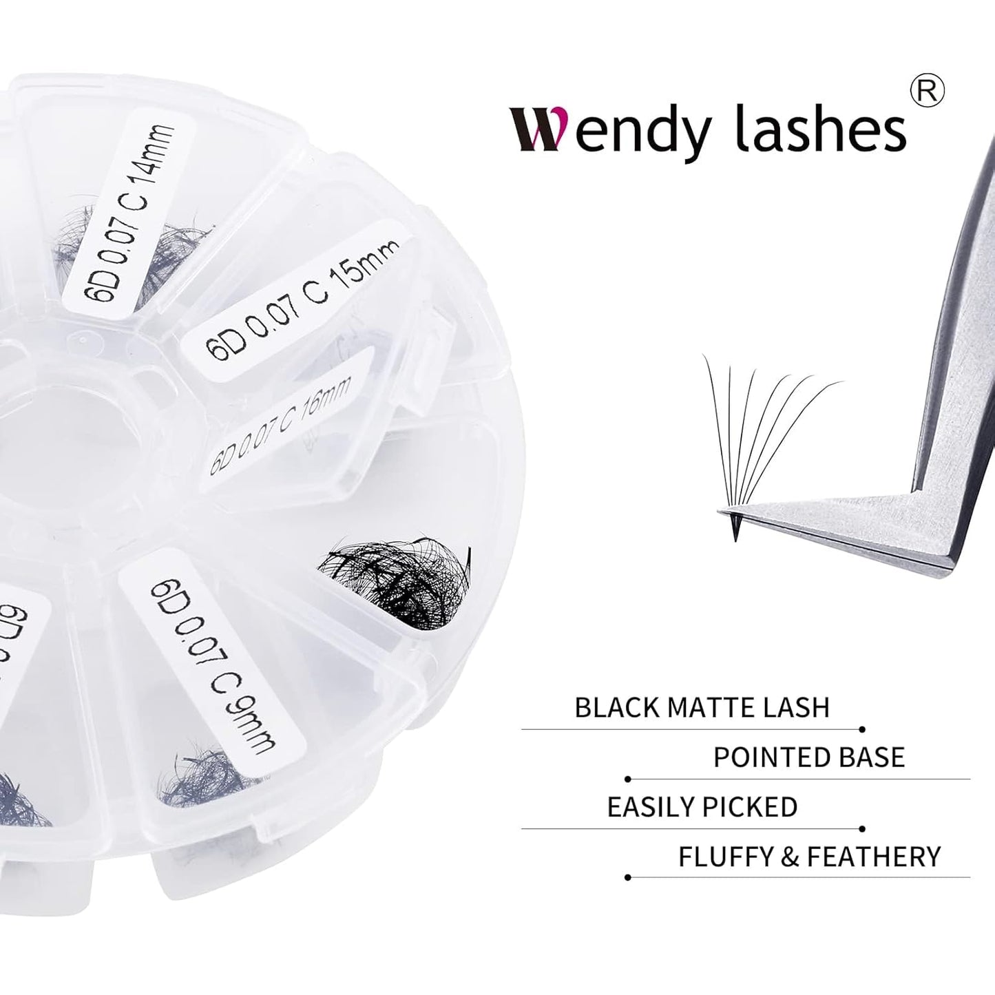 Pre-made Fans Eyelash Extension 500+6D Loose Volume Fans D Curl Premade Volume Fans 9-16mm