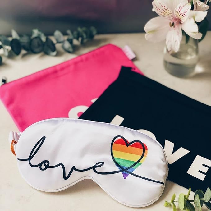 SMUG Satin Sleep Mask & Eye Mask | Travel Sleep Masks for Women & Men | Soft Sleeping Eye Mask to Nourish Skin & Reduce Dark Circles | Eye Sleep Mask Shades to Block Out Light | Pride Love
