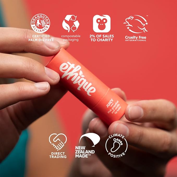 Ethique Juicy Nourishing Lip Balm - Plastic-Free, Vegan, Cruelty-Free, Eco-Friendly, 0.32 oz (Pack of 1)