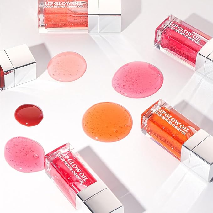 Plumping Lip Oil, Moisturizing Lip Glow Oil, Long Lasting Nourishing Lip Gloss Lip Balm, Non-sticky Transparent Toot Lip Oil Tinted for Lip Care and Dry Lip - Raspberry