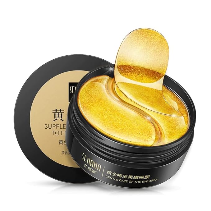 Senana MarinaUnder Eye Masks, Eye Lines And Moisturizing Eye Patches, Moisturizing, Nourishing, Improving Eye Bags, Dark Eye Circles, Under Eye Gel Pads with Collagen Hyaluronic Acid (60 Pieces) (24K Golden eye Collagen)