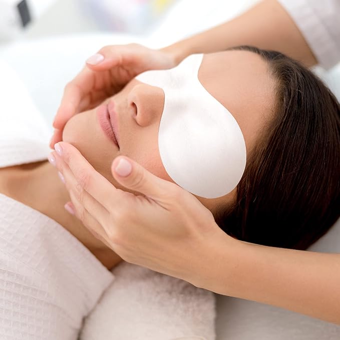 PAGOW 400 Sheets Disposable Non Woven Eye Care, Cotton Paper Facial Eye Pads Spa, DIY Clear Eye Mask Paper Beauty Sheets for Skincare Spa Wrap Moisture Retention