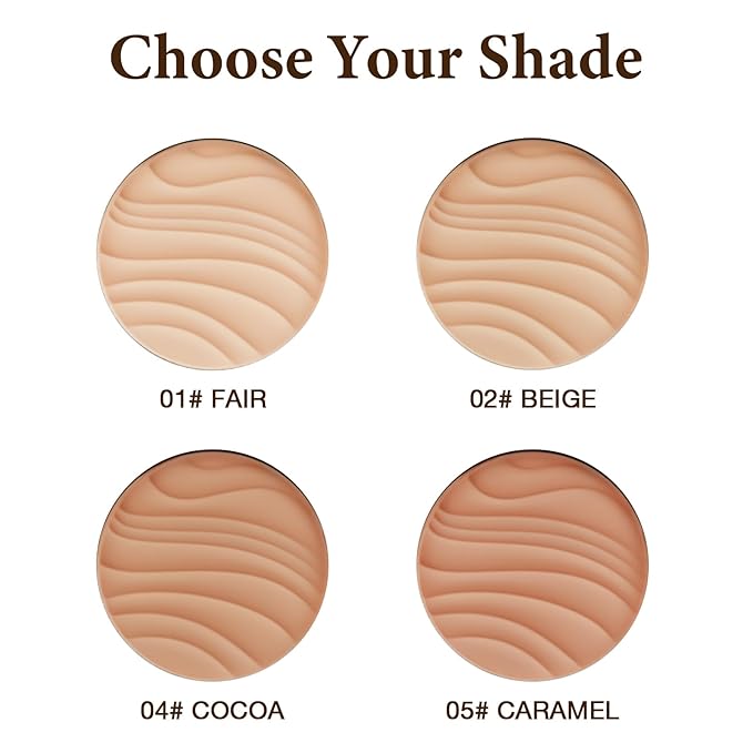 Pressed Face Powder, Flawless and Oil Control Pressed Setting Powder, Long Lasting Matte Finish 5# CARAMEL 05